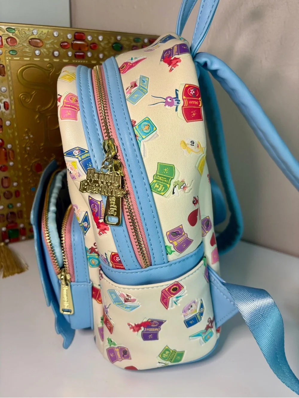 Disney x Loungefly Stacked Princess Books Mini Backpack - Cream & Pastel